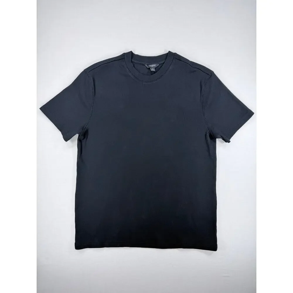 Banana Republic Men's Large Mini Rib Short Sleeve Crew Neck T-Shirt Black